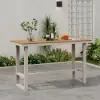 Tevara Outdoor Teak Wood Slat Top & Sand Aluminium Frame Bar Table for Patio