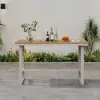Tevara Outdoor Teak Wood Slat Top & Sand Aluminium Frame Bar Table for Patio