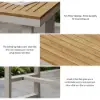 Tevara Outdoor Teak Wood Slat Top & Sand Aluminium Frame Bar Table for Patio