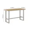 Tevara Outdoor Teak Wood Slat Top & Sand Aluminium Frame Bar Table for Patio