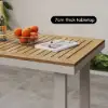 Tevara Outdoor Teak Wood Slat Top & Sand Aluminium Frame Bar Table for Patio