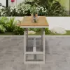 Tevara Outdoor Teak Wood Slat Top & Sand Aluminium Frame Bar Table for Patio