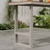Tevara Outdoor Teak Wood Slat Top & Sand Aluminium Frame Bar Table for Patio
