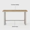 Tevara Outdoor Teak Wood Slat Top & Sand Aluminium Frame Bar Table for Patio