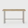 Tevara Outdoor Teak Wood Slat Top & Sand Aluminium Frame Bar Table for Patio