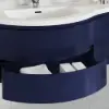 Picture of 35" Navy Floating Single Curved Bathroom Vanity with Sink & Storage