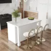 150 cm Modern White Sintered Stone Kitchen Island with Wine Storage