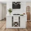 150 cm Modern White Sintered Stone Kitchen Island with Wine Storage