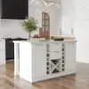 150 cm Modern White Sintered Stone Kitchen Island with Wine Storage