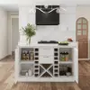 150 cm Modern White Sintered Stone Kitchen Island with Wine Storage