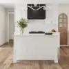 150 cm Modern White Sintered Stone Kitchen Island with Wine Storage