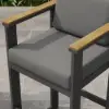 Tevara Outdoor Aluminium Frame & Teak Wood Armrest Bar Stools in Dark Grey, Set of 2