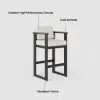 Tevara Outdoor Aluminium Frame & Teak Wood Armrest Bar Stools in Warm White, Set of 2