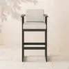 Tevara Outdoor Aluminium Frame & Teak Wood Armrest Bar Stools in Warm White, Set of 2