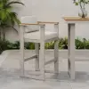 Tevara Outdoor Aluminium Frame & Teak Wood Armrest Bar Stools in Sand, Set of 2