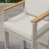 Tevara Outdoor Aluminium Frame & Teak Wood Armrest Bar Stools in Sand, Set of 2
