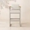 Tevara Outdoor Aluminium Frame & Teak Wood Armrest Bar Stools in Sand, Set of 2