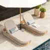 Picture of Costra Outdoor Aluminium & Rope Weave Reclining Chaise Lounge in Ivory, Set of 2