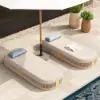 Picture of Costra Outdoor Aluminium & Rope Weave Reclining Chaise Lounge in Ivory, Set of 2