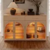 Arune 63" Natural Wood Sideboard with Storage & LED Lights
