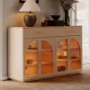 Arune 63" Natural Wood Sideboard with Storage & LED Lights
