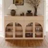 Arune 63" Natural Wood Sideboard with Storage & LED Lights