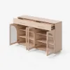 Arune 63" Natural Wood Sideboard with Storage & LED Lights