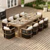 Wevara 11-Piece Outdoor Rope Weave Dining Set with 10 Chairs in Walnut