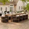 Wevara 11-Piece Outdoor Rope Weave Dining Set with 10 Chairs in Walnut