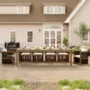 Wevara 11-Piece Outdoor Rope Weave Dining Set with 10 Chairs in Walnut