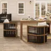 Wevara 11-Piece Outdoor Rope Weave Dining Set with 10 Chairs in Walnut