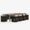 Wevara 11-Piece Outdoor Rope Weave Dining Set with 10 Chairs in Walnut