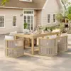 Wevara 7-Piece Outdoor Rope Weave Dining Set with 6 Chairs in Natural