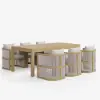 Wevara 7-Piece Outdoor Rope Weave Dining Set with 6 Chairs in Natural