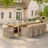 Wevara 11-Piece Outdoor Rope Weave Dining Set with 10 Chairs in Natural