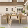 Wevara 11-Piece Outdoor Rope Weave Dining Set with 10 Chairs in Natural
