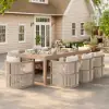 Wevara 9-Piece Outdoor Rope Weave Dining Set with 8 Chairs in Sand