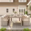 Wevara 9-Piece Outdoor Rope Weave Dining Set with 8 Chairs in Sand