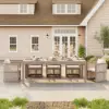 Wevara 9-Piece Outdoor Rope Weave Dining Set with 8 Chairs in Sand