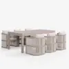 Wevara 7-Piece Outdoor Rope Weave Dining Set with 6 Chairs in Sand