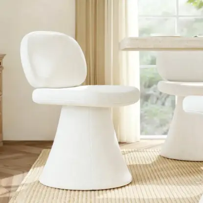 Picture of Warm White Performance Chenille Swivel Dining Chair, 1 Piece