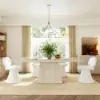 Warm White Performance Chenille Swivel Dining Chair, 1 Piece