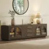 Arune 180 cm Arched Glass Doors Smoked Brown TV Stand with Storage and LED