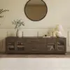 Arune 180 cm Arched Glass Doors Smoked Brown TV Stand with Storage and LED