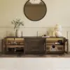 Arune 180 cm Arched Glass Doors Smoked Brown TV Stand with Storage and LED