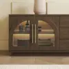 Arune 180 cm Arched Glass Doors Smoked Brown TV Stand with Storage and LED