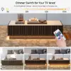 Aura 47" Ash Wood Slatted Coffee Table with Sintered Stone Top – Smoked Brown