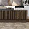 Aura 47" Ash Wood Slatted Coffee Table with Sintered Stone Top – Smoked Brown
