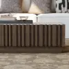 Aura 47" Ash Wood Slatted Coffee Table with Sintered Stone Top – Smoked Brown