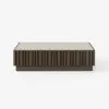 Aura 47" Ash Wood Slatted Coffee Table with Sintered Stone Top – Smoked Brown